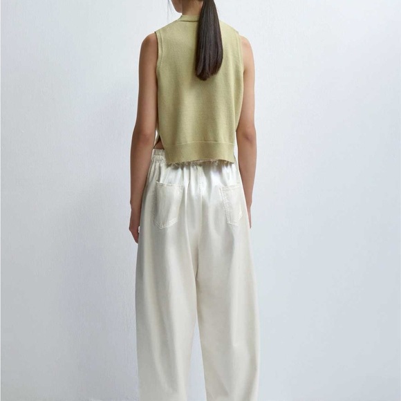 Cordera Satin Curved Pants, White - Picture 2 of 5